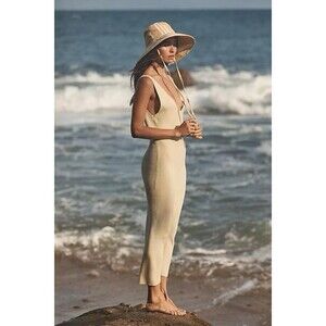 Free People Beach daniela Off White Knit Sleevess Maxi Dress Size Small